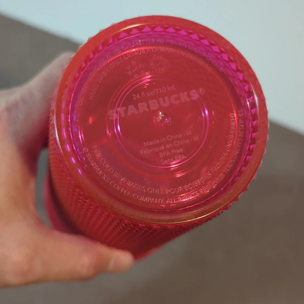 2019 Starbucks Iridescent Hot Pink Studded Venti 24 Ounce Tumbler Holiday New